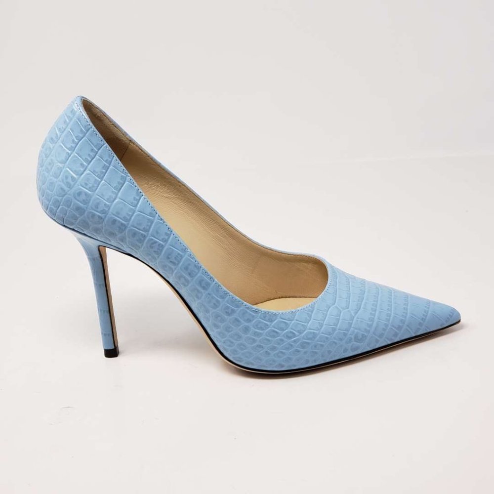 Jimmy Choo Pumpus Light Blue Leather High Heel - Picture 6 of 9